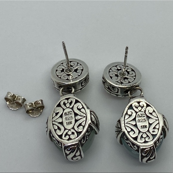 Samuel B. ✨ 18kt & 925 chalcedony dangle earrings - Picture 4 of 8